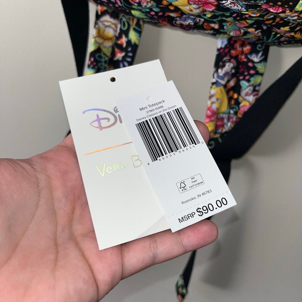 Disney x Vera Bradley Disney Classics On The Green Black Floral Mini Backpack - Picture 2 of 4